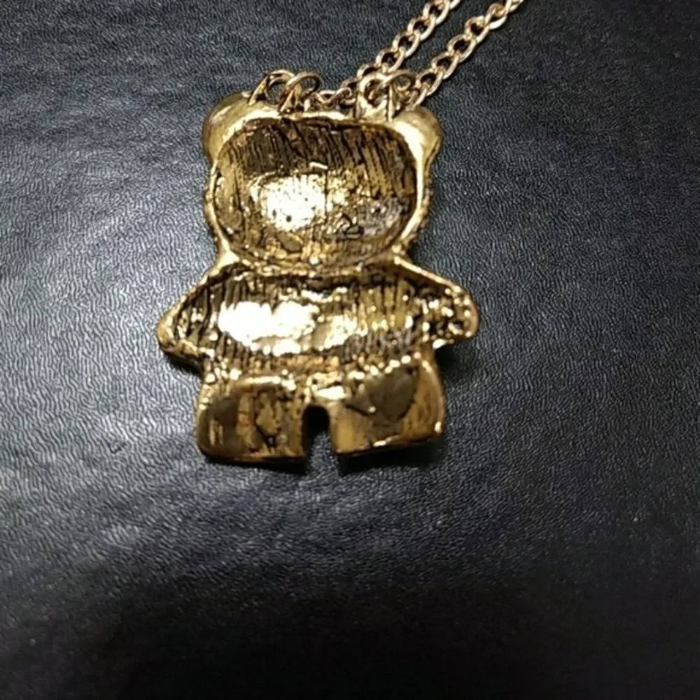 Panda bear rhinestone and gold tone necklace 32